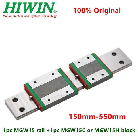 Hiwin – guide linéaire MGW15 150 200 250 300 330 350 400 450 500 550mm, 1 pièce, rail MGWR15C + 1 pièce MGW15C ou MGW15H, chariot de bloc CNC ► Photo 1/6