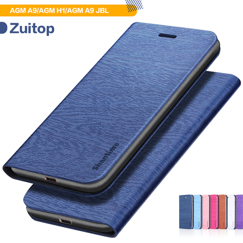 Coque de téléphone en cuir PU pour AGM A9, étui à rabat en Silicone souple pour AGM H1/AGM A9 JBL ► Photo 1/6