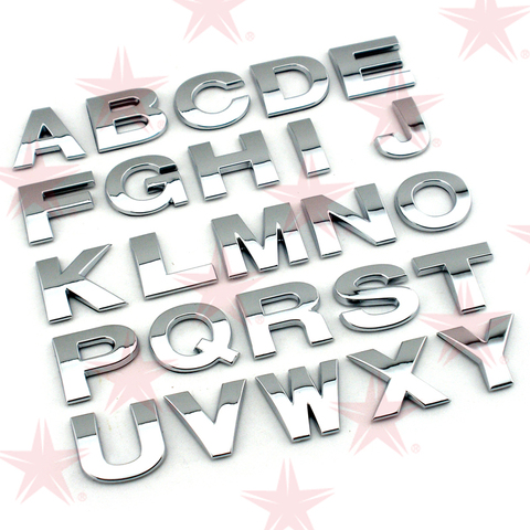 Lettres et chiffres chromés 3d en plastique personnalisé, autocollant pour Alphabet de voiture, autocollant pour auto-adhésif, accessoires de voiture, 25mm ► Photo 1/3