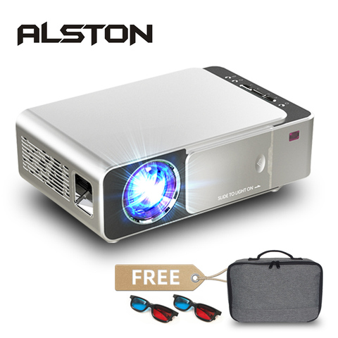 ALSTON T6 Mini projecteur led Supprot 4K 3D 3500 Lumens Android Wifi Bluetooth cinéma Portable projecteur pour Smartphone avec cadeau ► Photo 1/6