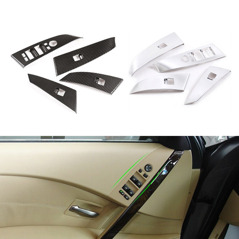 Panneau de commande de lève-vitre intérieur pour BMW série 5 E60 04-06, accessoire de décoration en carbone ABS ► Photo 1/4