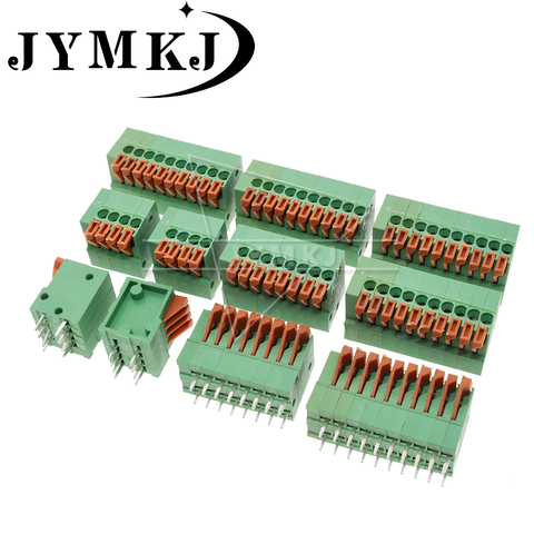 Connecteurs PCB pied droit KF141V 141V 2.54mm, bornier sans ressort en cuivre, 2/3/4/5/6/7/8/9/10 broches, 5 pièces ► Photo 1/6