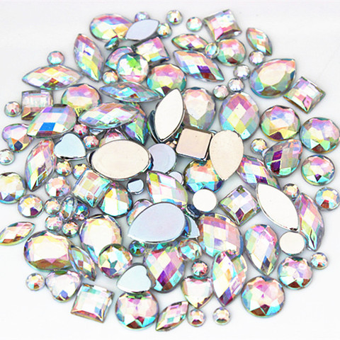 22g sac mélangé environ 300 pièces cristal AB 3D Nail Art strass bricolage Non Hotfix Flatback AB acrylique pierres pour décorations de vêtement ► Photo 1/6