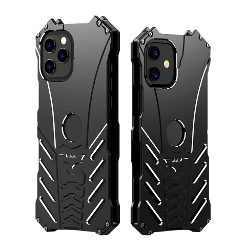 Étui pour iPhone 12 Pro Max antichoc armure en alliage d'aluminium métal pour iPhone 12 Mini série Bat Logo couverture arrière étui de protection ► Photo 1/5