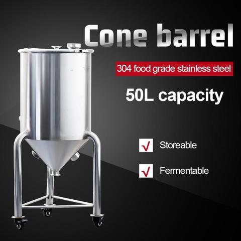 Baril de Fermentation 50l en acier inoxydable 304, réservoir de Fermentation de stockage scellé, récipient conique pour brassage de la bière, du whisky et du lumens ► Photo 1/4