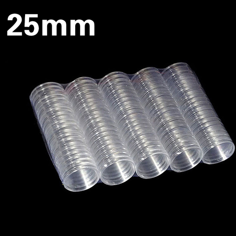 100 pièces 25mm transparent en plastique protecteur Capsules conteneurs étui pour jeton jeu de société pièces Collection support boîtes ► Photo 1/6