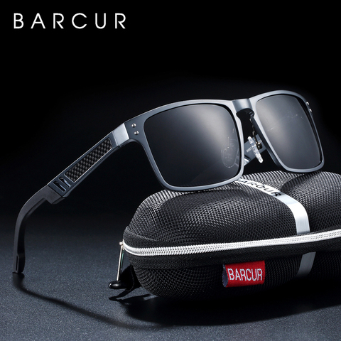 BARCUR − lunettes de soleil carrées en aluminium pour hommes, monture polarisée, lunettes de sport ► Photo 1/6