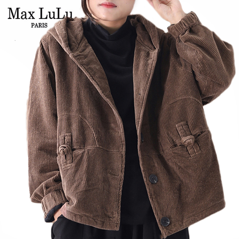 Max LuLu 2022 luxe coréen marque dames Streetwear femmes gothique hiver vestes chaud à capuche Parka Vintage velours côtelé rembourré manteaux ► Photo 1/6