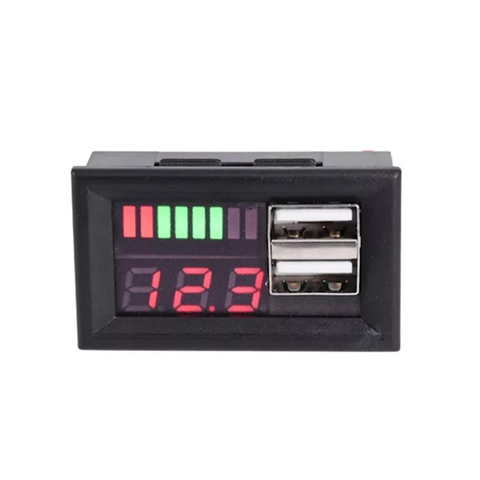 Mini voltmètre à affichage numérique LED rouge, panneau de test de tension pour voiture, moto, véhicule, sortie USB 5V 2A ► Photo 1/6
