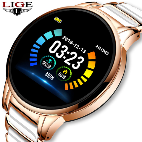 LIGE 2022 nouvelle femme montre intelligente sport montre LED écran étanche Fitness Tracker pour Android ios mode smartwatch femmes + boîte ► Photo 1/6