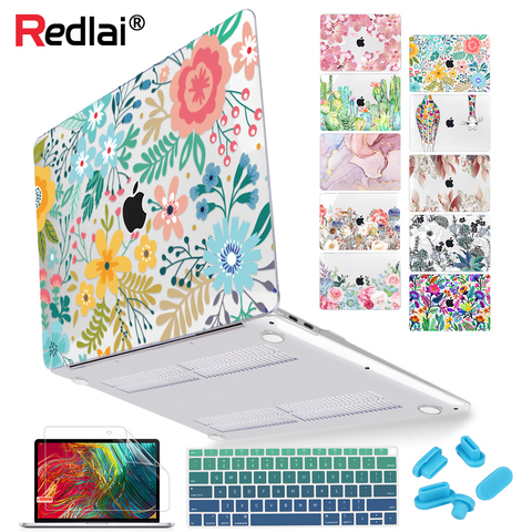 Floral Ordinateur Portable étui pour macbook 12 Air 11 Air 13 A1466 A1932 Retian Pro 13 15 2022 Touch bar En Plastique étui rigide Clavier Couverture ► Photo 1/6