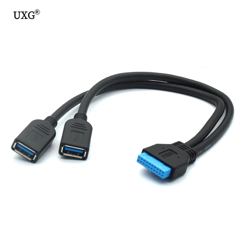 2 ports USB 3.0 femelle vers carte mère 20 broches, câble pour panneau avant 0.2m ► Photo 1/3