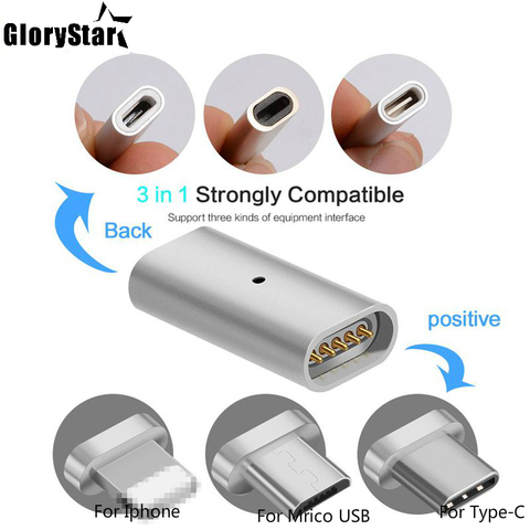 Adaptateur magnétique Usb Micro argent à Type C/IOS/Android, pour Galaxy S8 Plus 6/7/8 Plus ► Photo 1/6