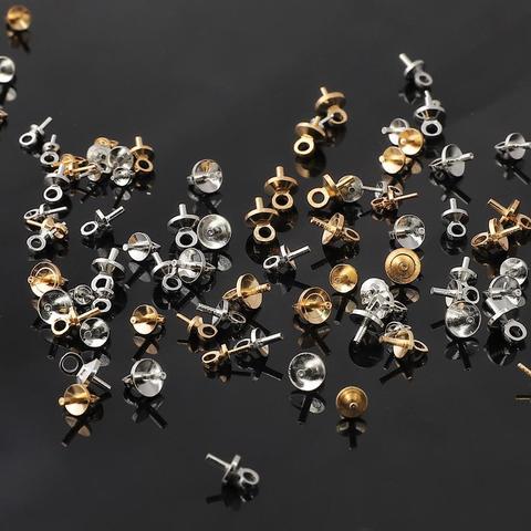 Épingle à œil en Rhodium doré 50pcs, connecteur de breloque, connecteur de perles de Bail, capuchon d'extrémité pour la fabrication de bijoux, boucles d'oreilles, bracelets, accessoires suspendus ► Photo 1/6