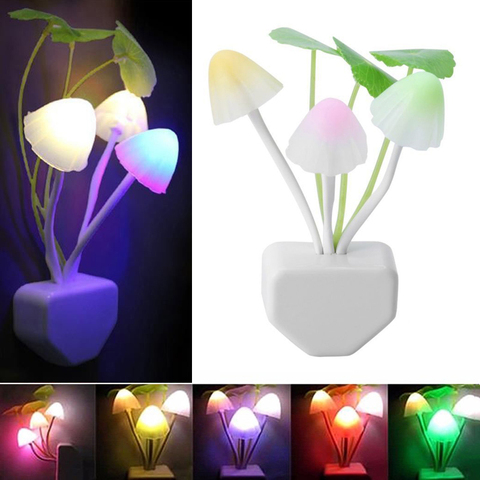 Veilleuse champignon Plug In lampe Led veilleuses RGB avec crépuscule à l'aube capteur chambre lampe pour enfants bébé enfants veilleuse ► Photo 1/6