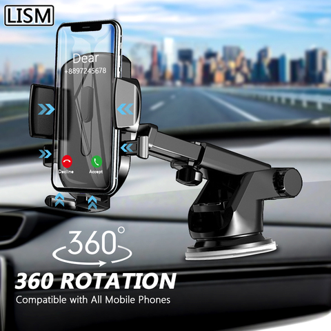 LISM ventouse voiture Support de téléphone Support de téléphone portable Support dans la voiture pas de Support de montage GPS magnétique pour iPhone 12 11 Pro Xiaomi HUAWEI ► Photo 1/6