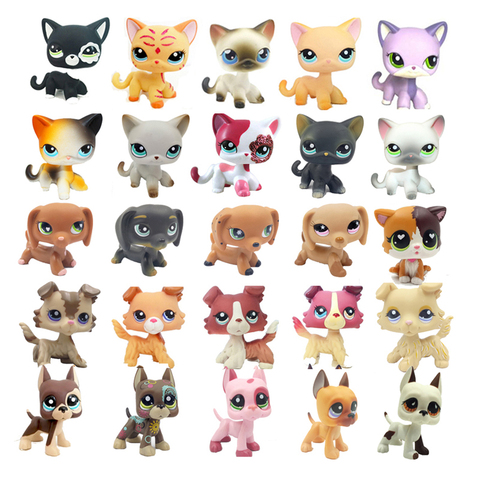 LPS chat rare animalerie mignon jouets chien teckel collie épagneul grand danois mini cheveux courts chat blanc stands vieux chaton original ► Photo 1/6