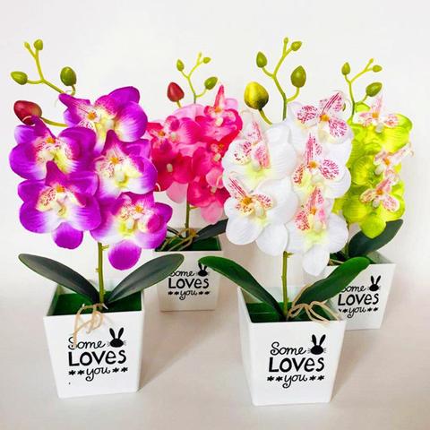 Orchidée papillon artificielle, fausse fleur bonsaï avec Pot, décoration de meubles de maison réaliste facile à entretenir, faux papillon ► Photo 1/6