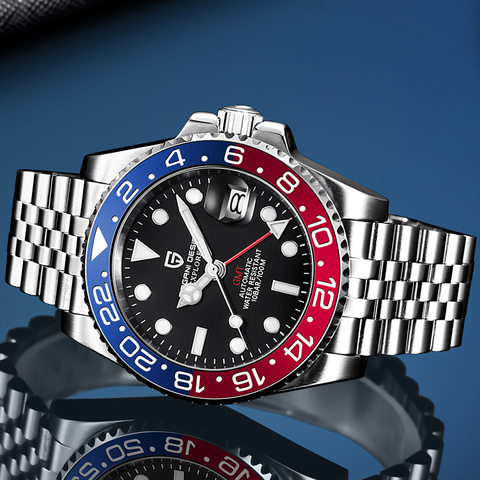 2022 nouveau luxe GMT montre PAGANI DESIGN hommes en acier inoxydable automatique mécanique montres saphir céramique lunette étanche horloge ► Photo 1/6