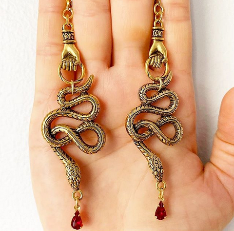 Le serpent main boucles d'oreilles Cobra boucles d'oreilles-serpent Dangles boucle d'oreille ► Photo 1/2