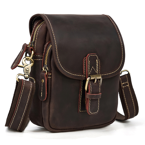 MAHEU – sac à bandoulière Vintage en cuir pour hommes, Mini sac à bandoulière, pochette de ceinture ► Photo 1/6
