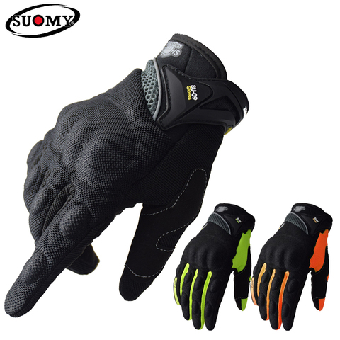 Gants de moto de course de doigt complet respirant suomie qualité élégamment décoré antidérapant gants portables grande taille XXL noir ► Photo 1/6