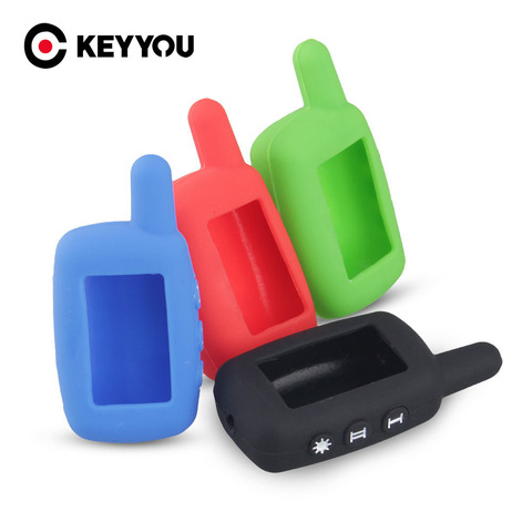 KEYYOU Silicone 3 boutons 2 voies système d'alarme de voiture LCD chaîne de télécommande pour Starline A6/A9/A8/A4 porte-clés à distance ► Photo 1/5