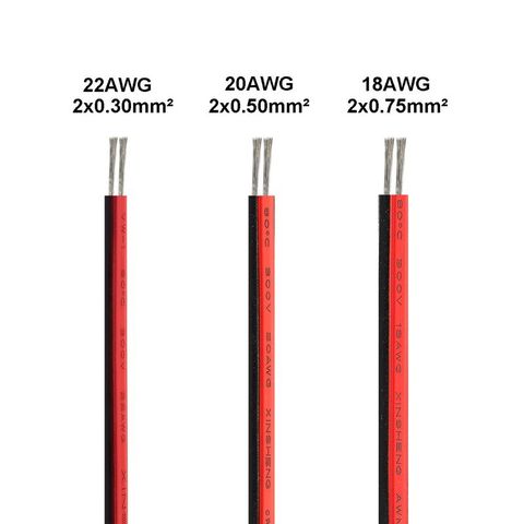 Câbles électriques à 2 broches, fil de 20/100m, bande LED 22awg, fil en cuivre émaillé pour LED pilotes, lampe et support de batterie ► Photo 1/6