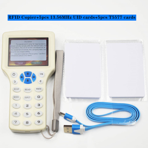 Anglais Super portable Rfid NFC copieur lecteur écrivain Cloner 9 fréquence + 5 pièces 125khz carte + 5 pièces 13.56mhz UID carte modifiable ► Photo 1/6