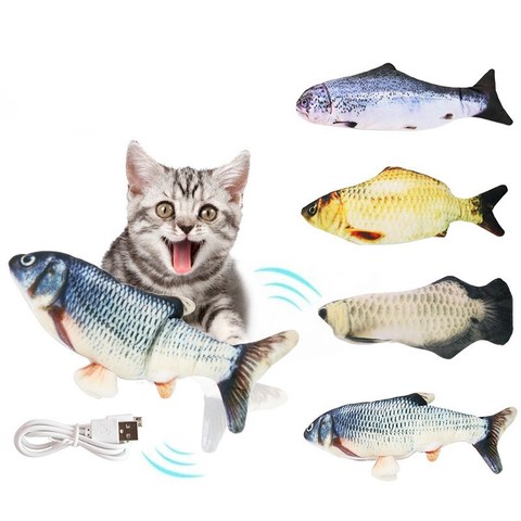 Chat électronique jouet 3D poisson électrique USB charge Simulation poissons jouets pour chats animal de compagnie jouant interactif jouet chat fournitures ► Photo 1/6