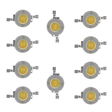 10 pièces 1W LED haute puissance lampe perles blanc pur/blanc chaud 300mA 3.2-3.4V 100-120LM 30mil ► Photo 1/5