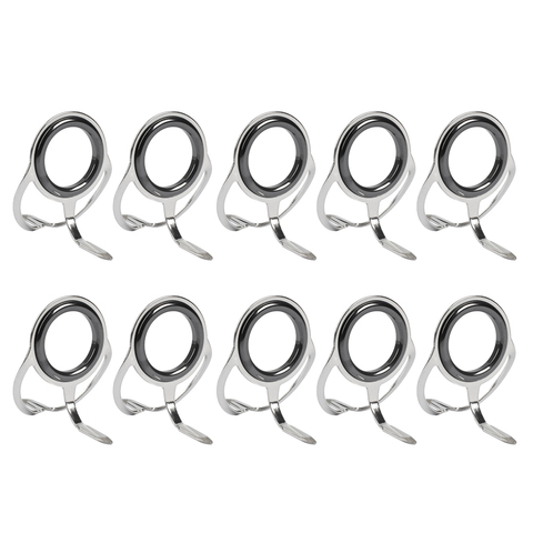 10 pièces anneau en céramique yeux canne à pêche Guide enchevêtrement gratuit cadre en acier inoxydable outils de pêche ► Photo 1/6