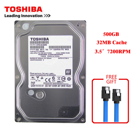 Toshiba-disque dur interne HDD de 500 pouces pour ordinateur de bureau, sata 3-6 go/s, Cache de 32 mo, 3.5 go, 500 RPM, tampon ► Photo 1/6