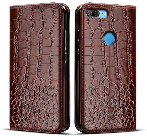 Coque à rabat en cuir, texture Crocodile, étui pour Huawei Honor 9 Lite ► Photo 1/5