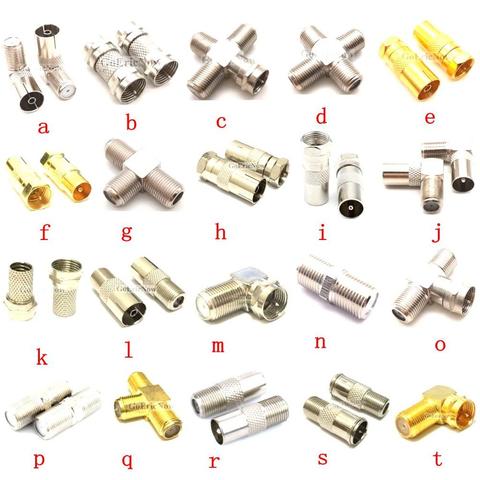 Adaptateur de connecteur RF Coaxial 90 degrés à Angle droit/droit F mâle/femelle vers TV /F TV SAT F-TYPE 1 pièce ► Photo 1/6