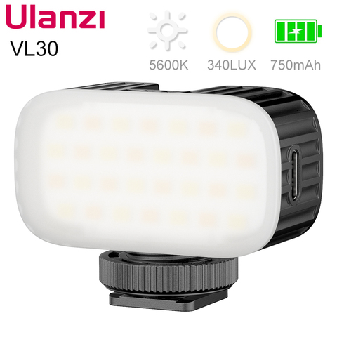 Ulanzi VL30 5500K Mini LED lumière vidéo rechargeable GoPro lumière Mod sur caméra lumière pour Gopro 9 8 iPhone 12 Pro Max 11 X Xs Max ► Photo 1/6