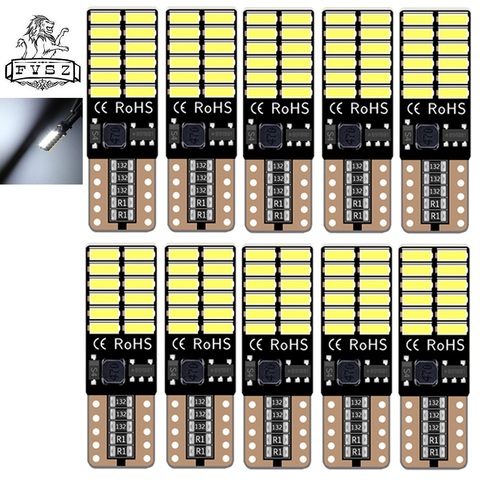 FYSZ T10 LED voiture de Canbus W5W 4014 24-SMD 8 W 6000 K Diodes électroluminescentes ampoule indépendante sans erreurs Univ era Auto lampe 10 pièces ► Photo 1/6