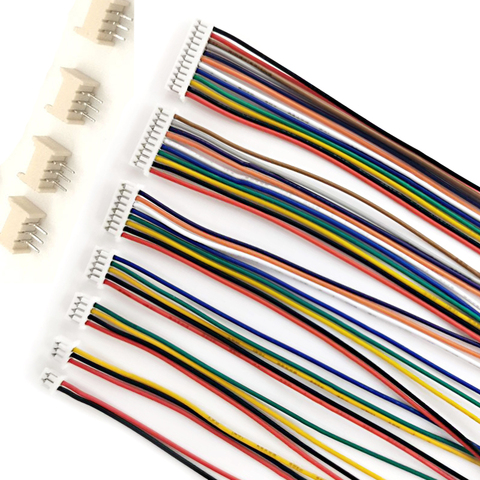 Lot de fils connecteurs femelles MICRO JST, 1.25mm, 10CM 20CM 30CM 28AWG 2/3/4/5/6/7/8/9/10/11/12 broches avec broche droite prise ► Photo 1/5