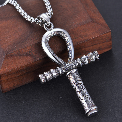 Collier Vintage en acier inoxydable pour hommes, pendentif de la croix Dominic Toretto, bijoux du Patron égyptien Anubis Eye Of Horus ► Photo 1/5