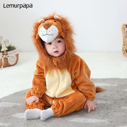 Nouveau-né bébé vêtements barboteuse infantile Onesie dessin animé mignon Lion barboteuses drôle bébé Costume doux chaud tenue ropa bebe 0-3y enfant ► Photo 1/6