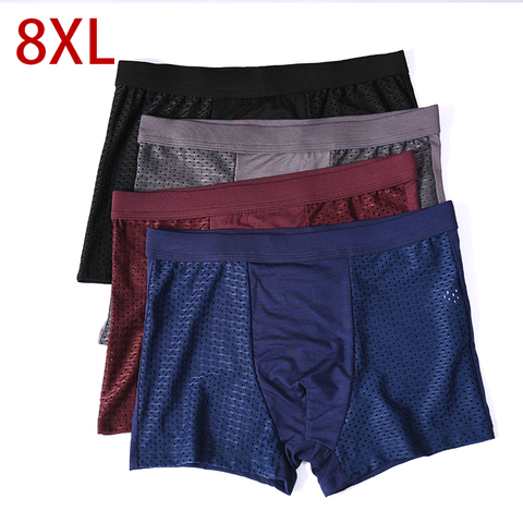 8XL Plus Banboo fibre hommes sous-vêtements homme boxer solide culotte Shorts hommes caleçons respirant intime homme boxeurs 4 pièces ► Photo 1/6