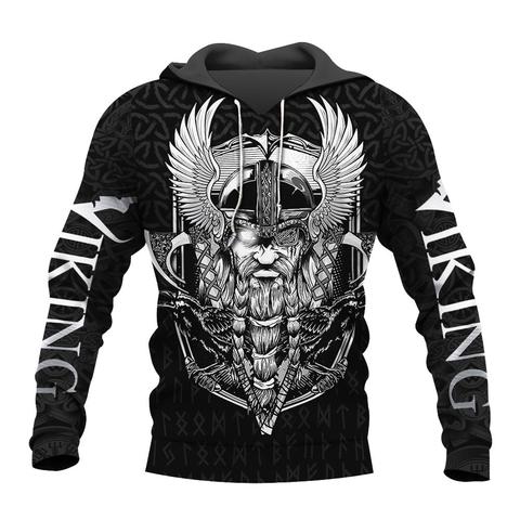 Viking tatouage corbeau et Odin 3D imprimé hommes sweats à capuche Harajuku mode sweat à capuche automne Sweatshirt à capuche unisexe sudadera hombre K598 ► Photo 1/6