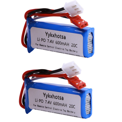 Lipo 20C, 7.4V, 600mAh, 2 pièces/lot, batteries LIPO, haute qualité, pour WLtoys, K969, K979, K989, K999, P929, P939 RC ► Photo 1/6