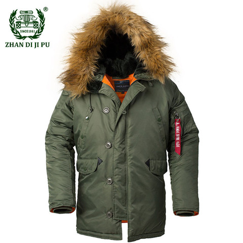 -20 degrés N3B hiver vestes hommes épais chaud longs manteaux mâle militaire col de fourrure multi-poches hommes Parka ue taille XS-2XL ► Photo 1/6