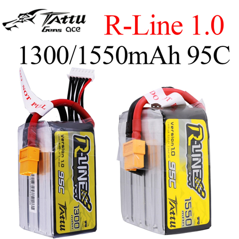 Tattu r-line 1300/1550mAh 18.5V 22.2V 95C 5S 6S1P Lipo batterie avec prise XT60 pour RC FPV course Drone quadrirotor ► Photo 1/6