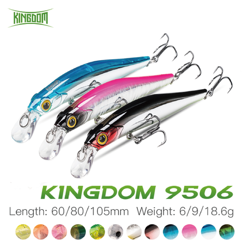 Royaume Jerkbaits leurres de pêche 60mm/6g 80mm/9g 105mm/18.6g coulant méné dur nageur appâts de pêche Wobblers Isca appât artificiel ► Photo 1/6