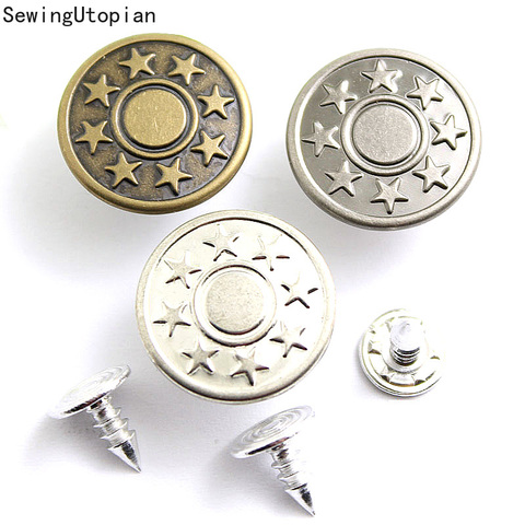 Boutons de Jean en Bronze et acrylique, 10 pièces de 17MM, pour tissu, Cabochon à dos plat, artisanat de Scrapbooking, Bouton de boutons, accessoires de décoration, bricolage ► Photo 1/6