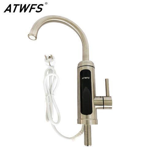ATWFS chauffe-eau sans réservoir robinet de cuisine 220v robinet d'eau chaude salle de bain radiateurs instantanés acier inoxydable avec affichage de la température ► Photo 1/6