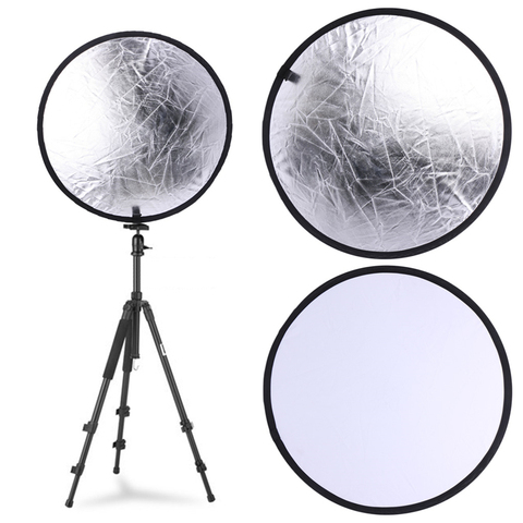 Disque réflecteur de photographie 2 en 1 55-60cm, lumière Mulit pliable, argent/blanc ► Photo 1/6