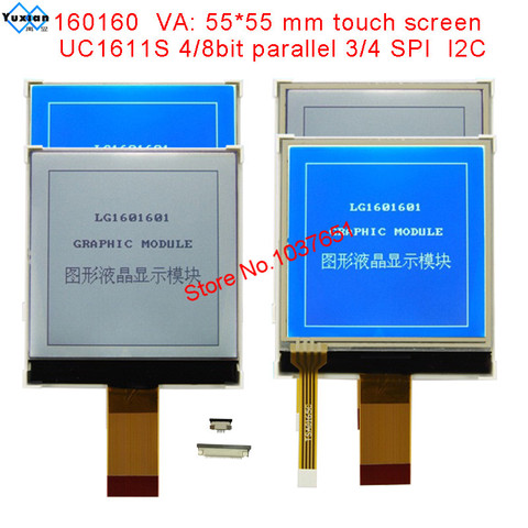 Écran lcd graphique COG 160x160 UC1611 SPI IIC I2C interface parallèle 3.3 v FSTN écran bleu de haute qualité LG1601601LMDWHUV ► Photo 1/6